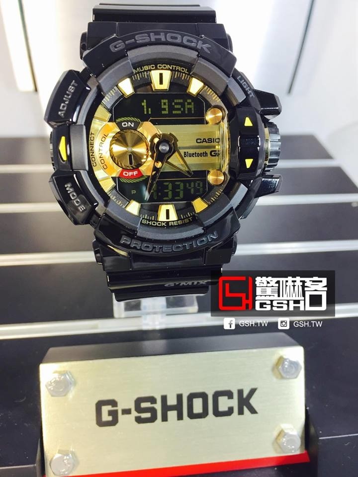 G-SHOCK MIX玩酷音樂控制藍芽錶 黑X金 GBA-400-1A9