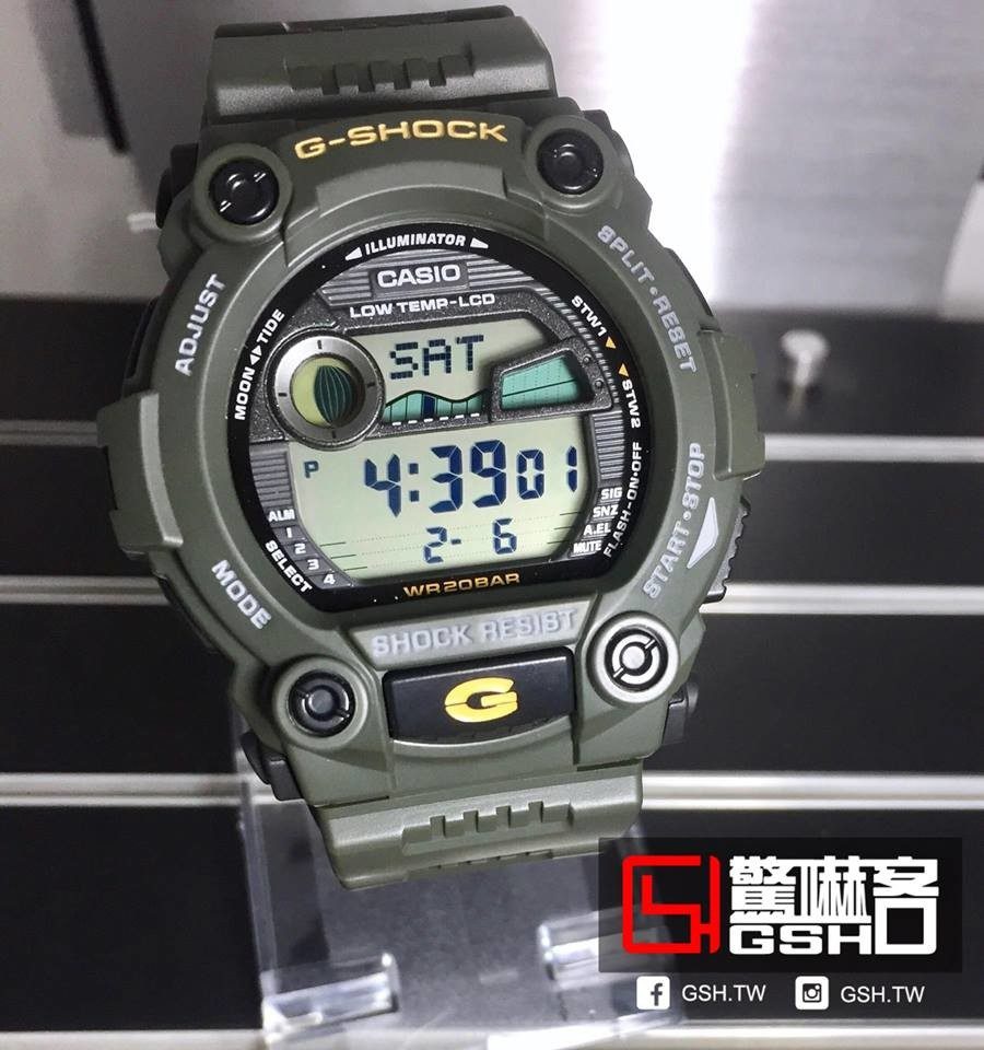 G-SHOCK 潮流潮汐數位電子錶 綠 G-7900-3D