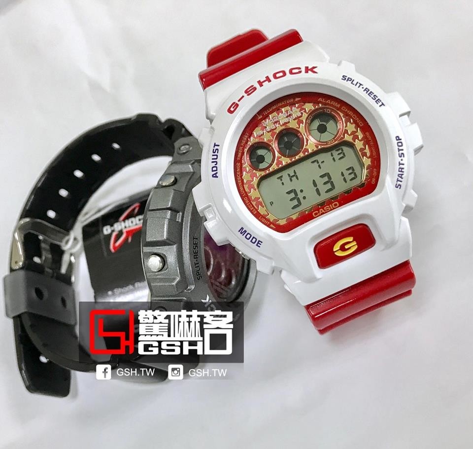 G-SHOCK 數位運動錶 白紅 DW-6900SC-7